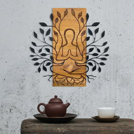 Wallity Meditation Escultura de Pared en Negro y Nogal